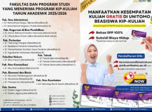 Miliki 1 dari 6 Syarat ini, Bisa Kuliah Gratis di Unitomo dan Dapat Subsidi Biaya Hidup