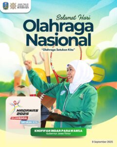 Di Peringatan Hari Olahraga Nasional ke-42, Gubernur Khofifah Serukan Semangat Persatuan dan Junjung Sportivitas