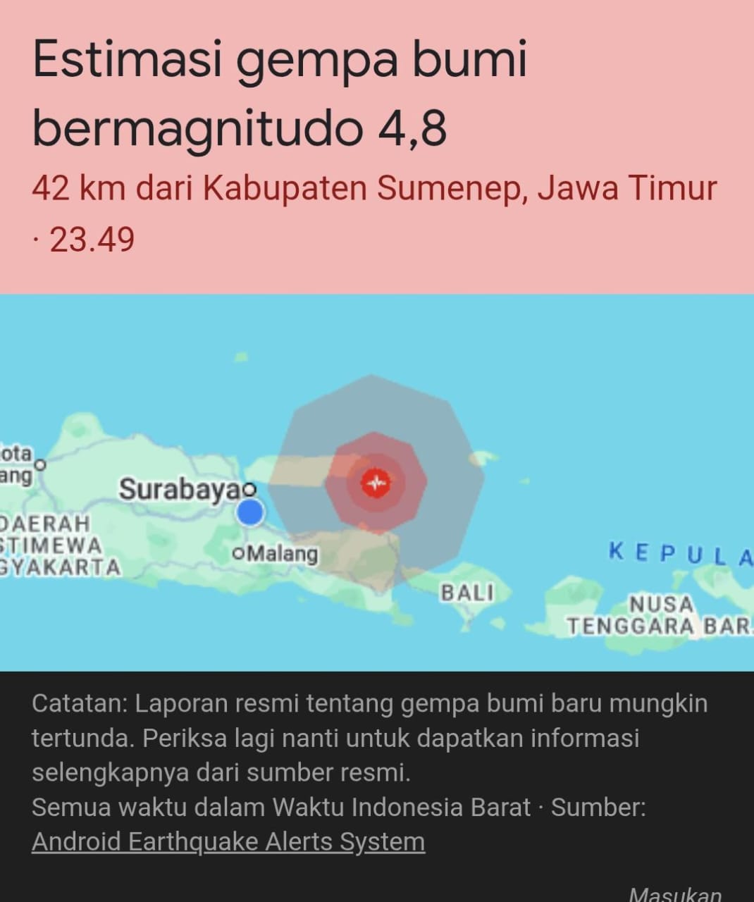 Malam ini, Gempa Berkekuatan 6.5 SR Guncang Jawa Timur